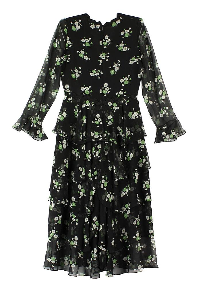 Gucci Daisy-print tiered silk dress As Charlotte Casiraghi Size I 42 UK 10 US 6 ladies