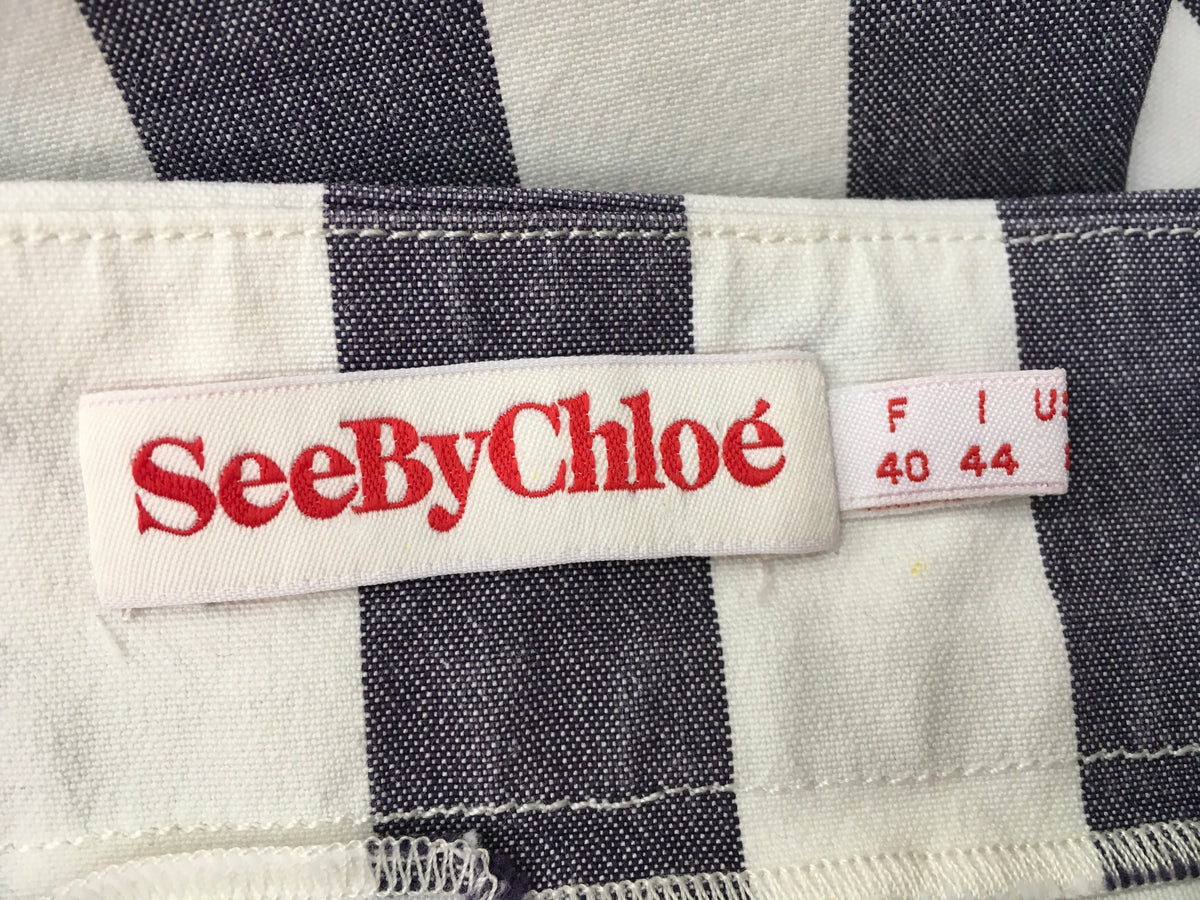 See by Chloé Striped stretch-denim mini dress Ladies