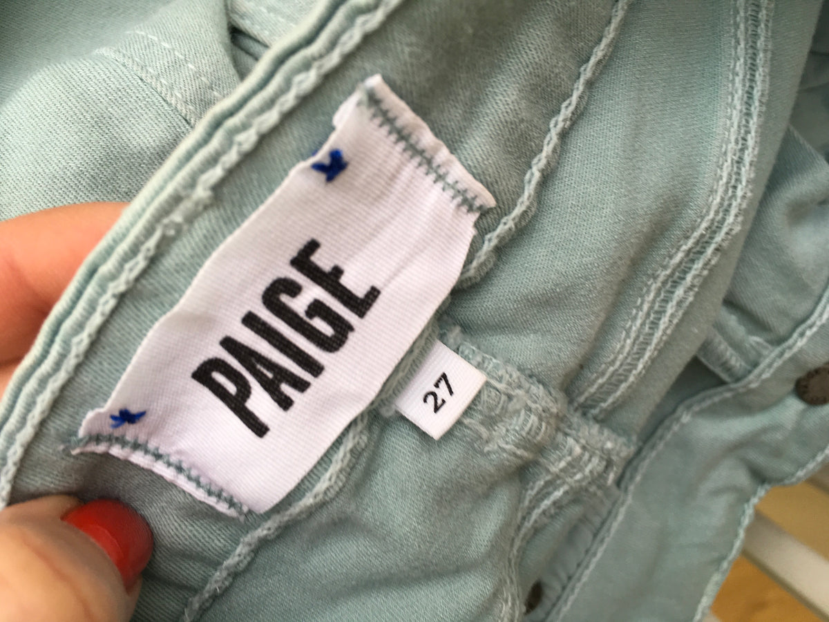PAIGE Verdugo Ultra Skinny Jeans Denim Pants in Mint Green Ladies