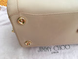 JIMMY CHOO Leather Tahula Hillary Beige Doctor Bag Handbag Ladies