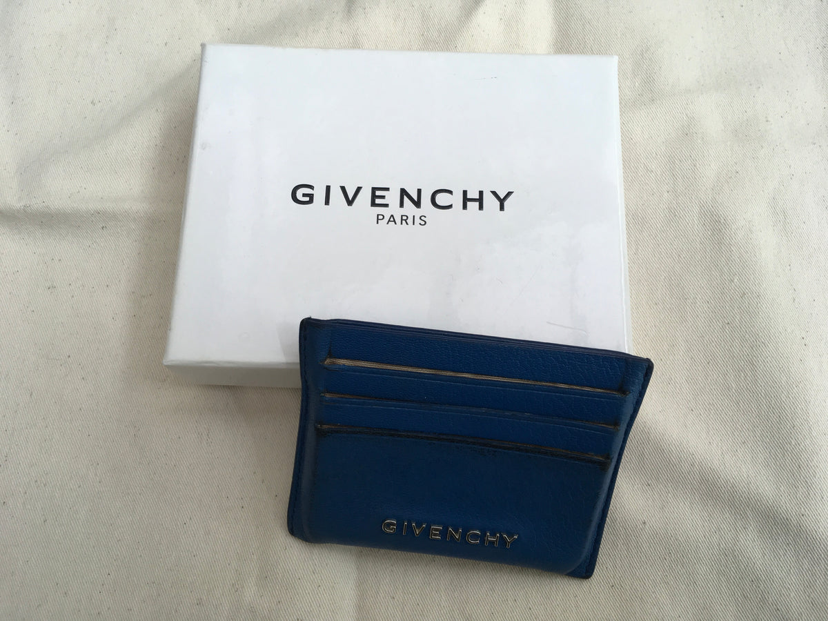 GIVENCHY Pandora Card Holder In Blue Leather Ladies