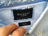 Hackett London Striped Linen Long Sleeve Shirt Blue Slim Fit Men