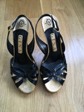 GINA BLACK GOLD PATENT LEATHER SANDALS SHOES ladies
