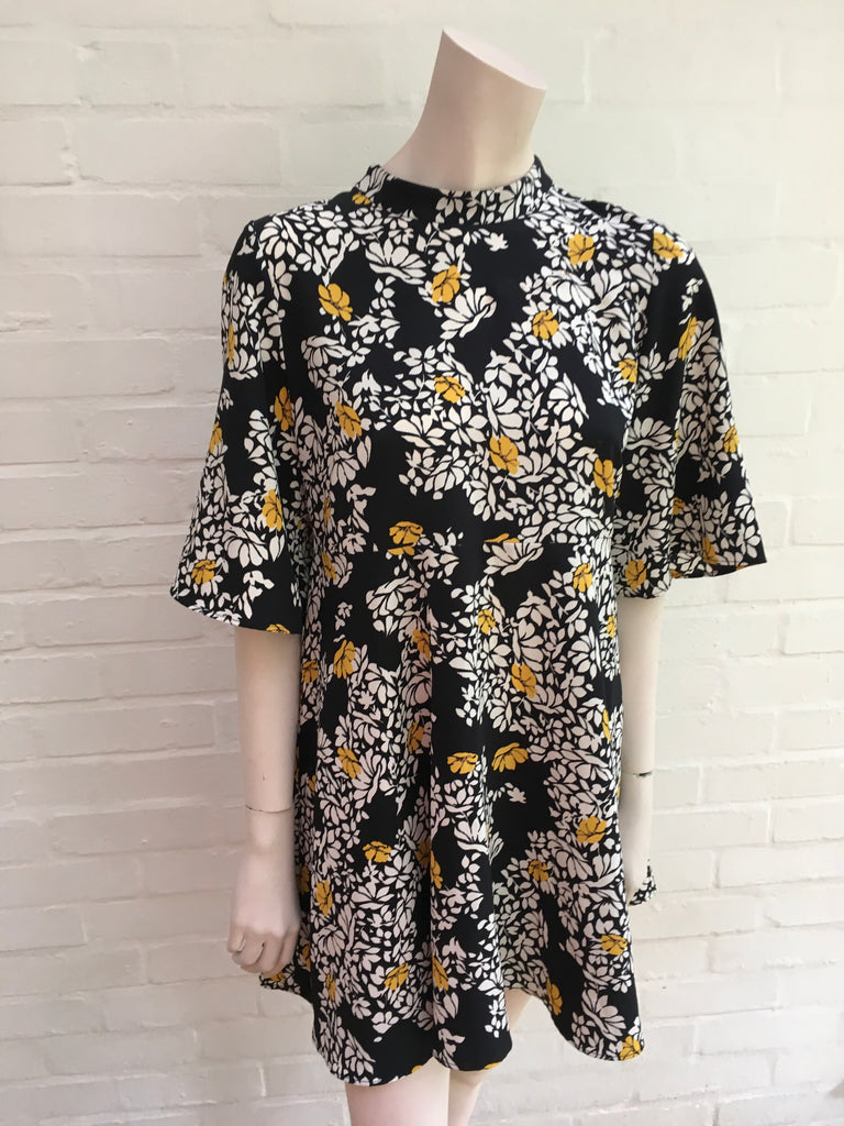 ZARA BLACK FLORAL PRINTED FLOWING MINI DRESS Ladies – Afashionistastore