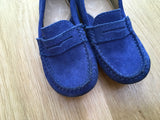 JACADI Blue Leather Shoes Loafers Moccasins Size 27 Boys Children