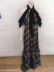 MARY KATRANTZOU Cheetah Cold-shoulder printed lamé pussy bow gown Ladies