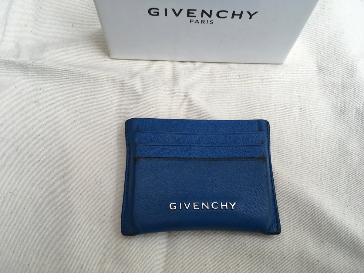 GIVENCHY Pandora Card Holder In Blue Leather Ladies