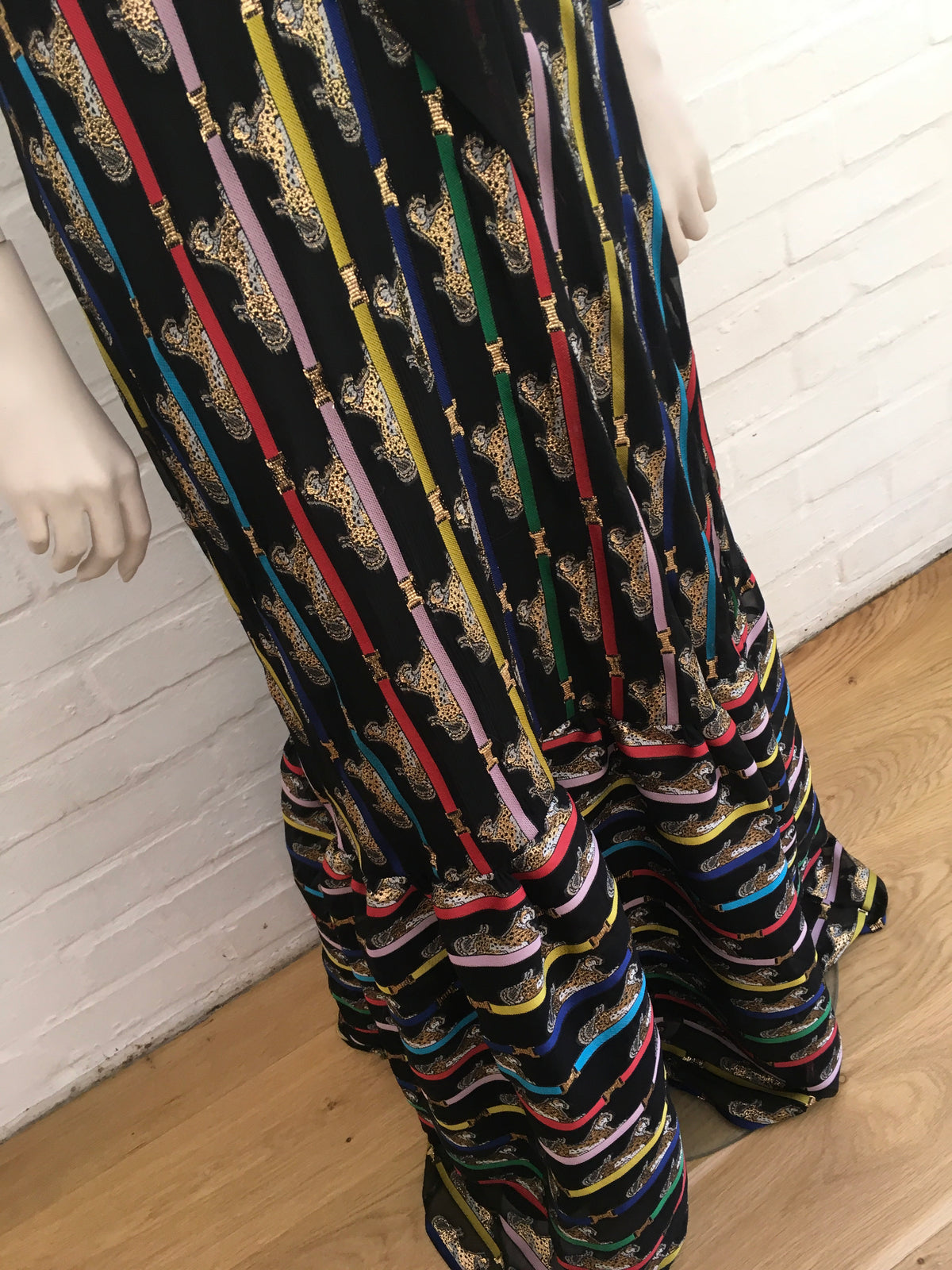 MARY KATRANTZOU Cheetah Cold-shoulder printed lamé pussy bow gown Ladies