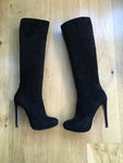 PRADA Suede Leather Black Knee High Boots  LADIES