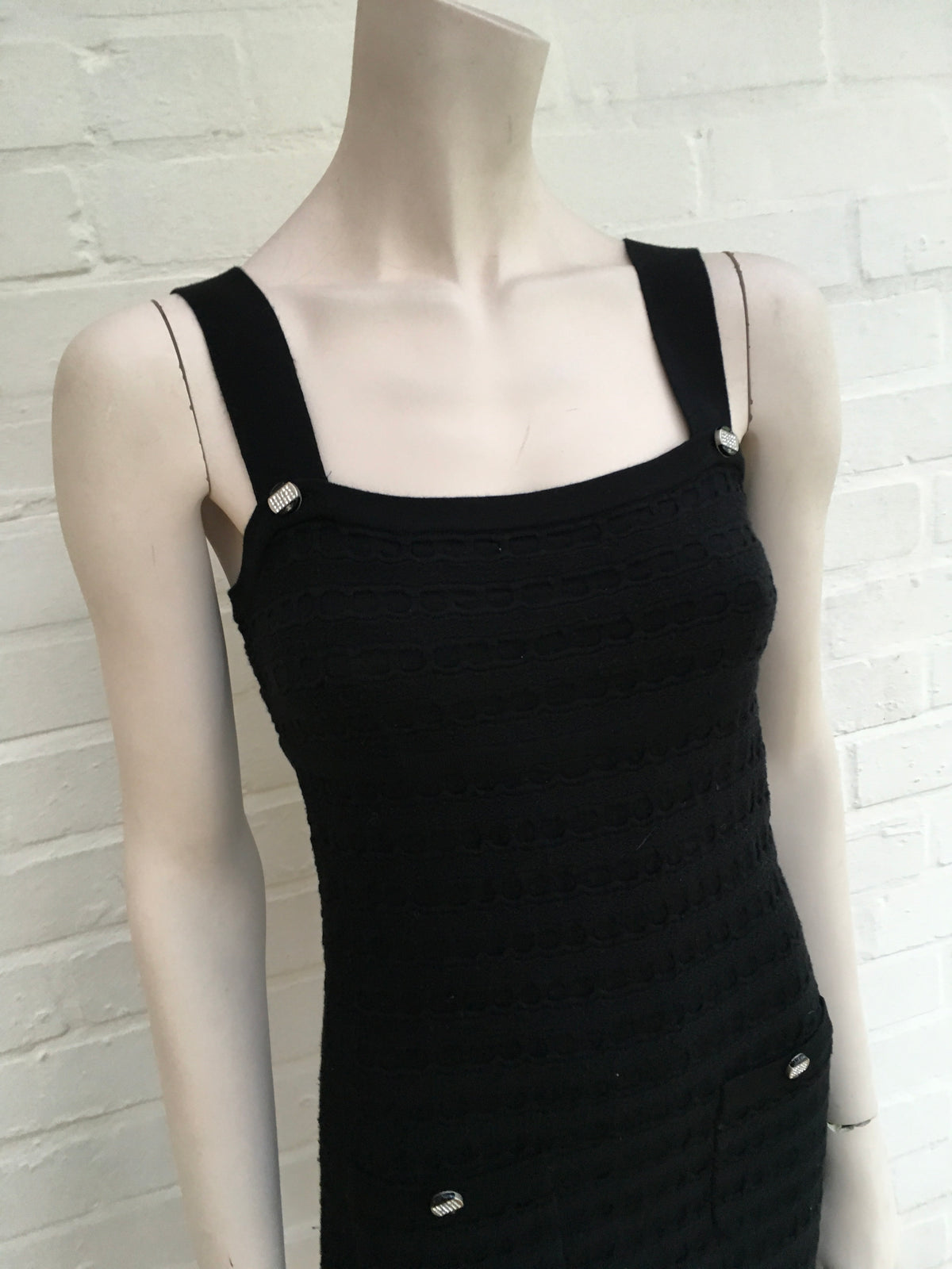 CHANEL Black Knit LBD Cotton Cashmere Blend Dress Ladies