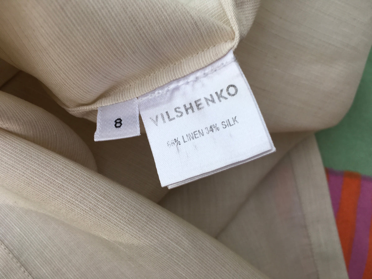 VILSHENKO Harper embroidered slub linen and silk-blend blouse  Ladies
