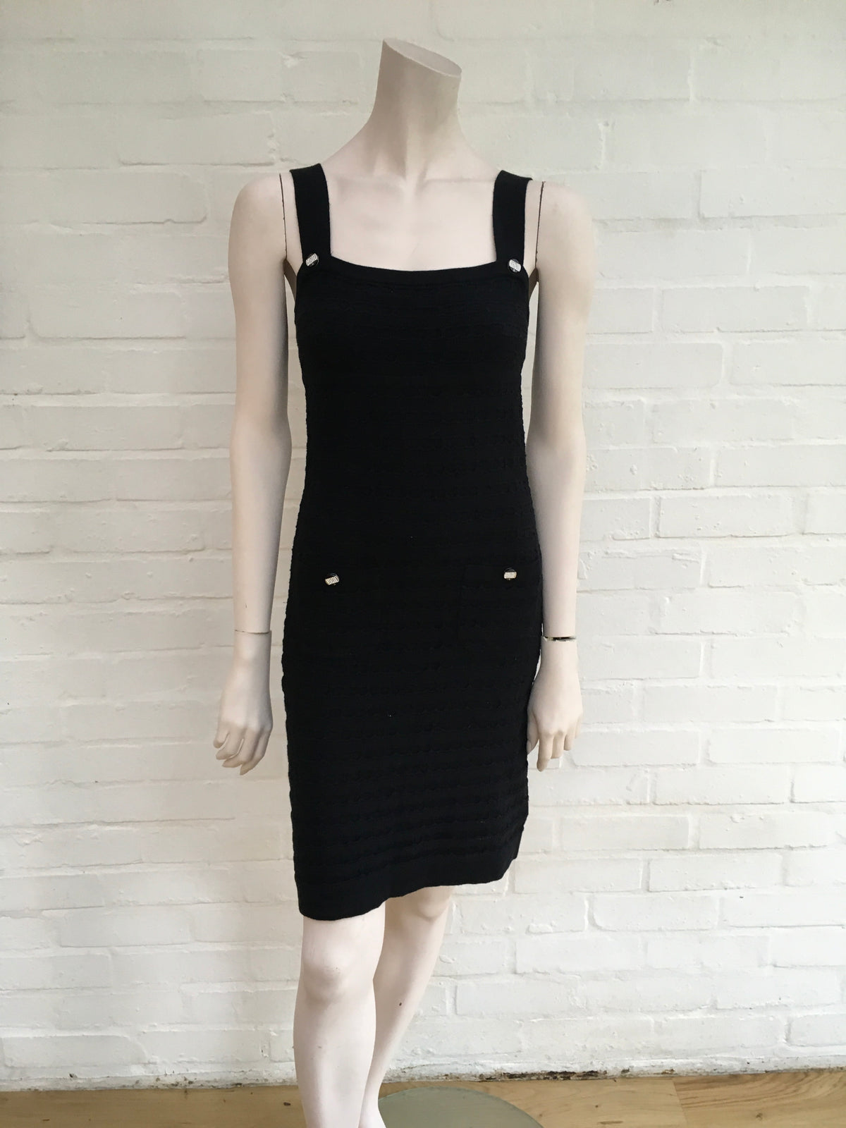 CHANEL Black Knit LBD Cotton Cashmere Blend Dress Ladies