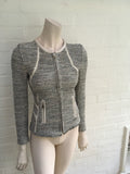 IRO Noelia Zip-Up Jacket Leather Trim Tweed Ladies
