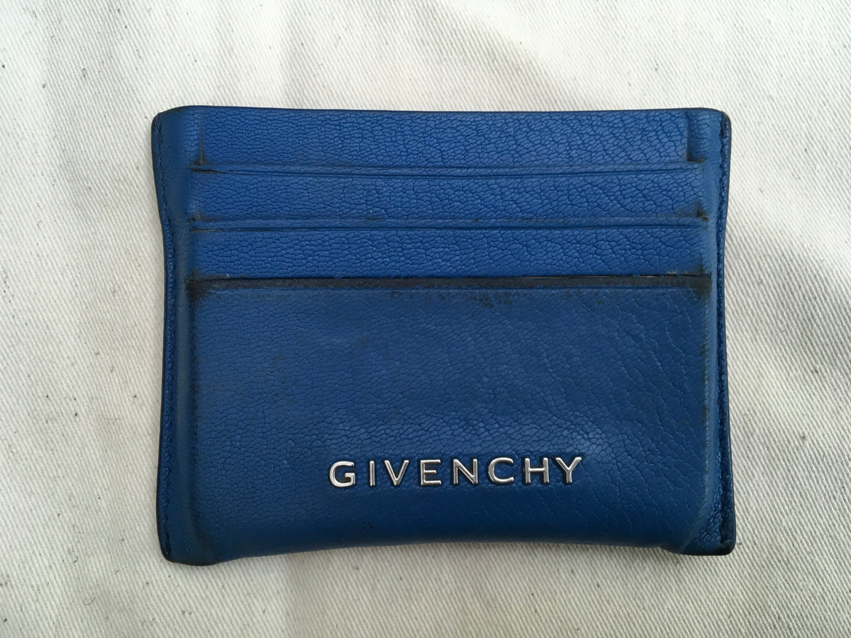 GIVENCHY Pandora Card Holder In Blue Leather Ladies