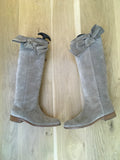 Christian Dior Bow Suede Leather Knee High Boots Ladies