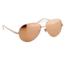 LINDA FARROW 128 C6 AVIATOR SUNGLASSES Rose Gold 22ct Gold Ladies