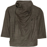 Rick Owens Koolaid Khaki Cropped Biker Jacket Size I 44 GB 12 US 10 Ladies