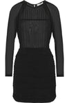 IRO Black Stepy Leather-Trimmed Stretch-Dress Size F 36 UK 8 US 4 S Small