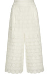 ZIMMERMANN Kali daisy-embroidered wide-leg cotton culottes pants trouser Size 0 ladies