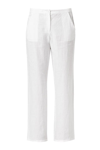 Fenn Wright Manson White Linen Wide Leg Trousers Size UK 12 US 6 ladies