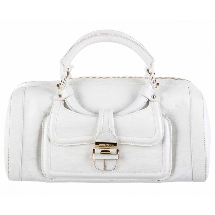 JIMMY CHOO Leather Tahula Hillary Beige Doctor Bag Handbag Ladies