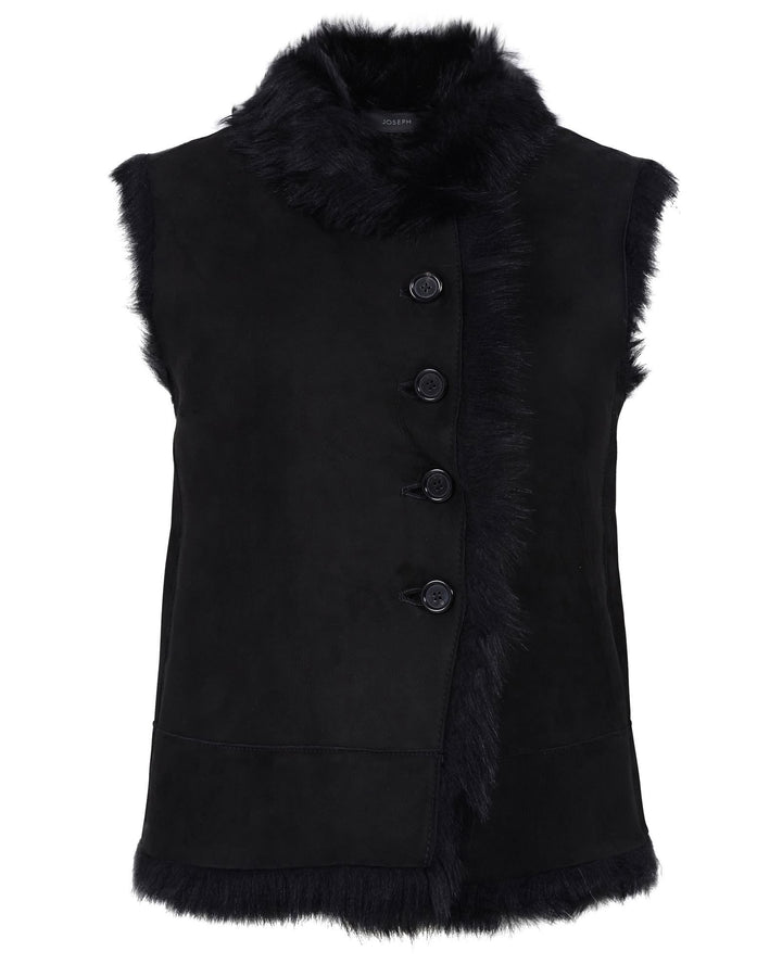 Joseph New Lucy Toscana Gilet SHEEPSKIN BLACK SHEARLING Vest ladies