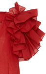 Rosie Assoulin Dust Ruffle Red Top Size M medium ladies