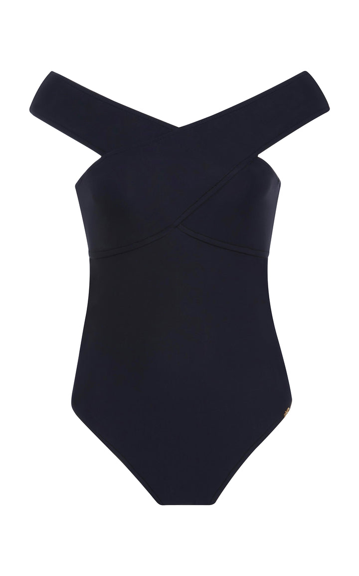 SALINAS Crossover Off The Shoulder One Piece Black SWIMWEAR SWIMSUIT Ladies