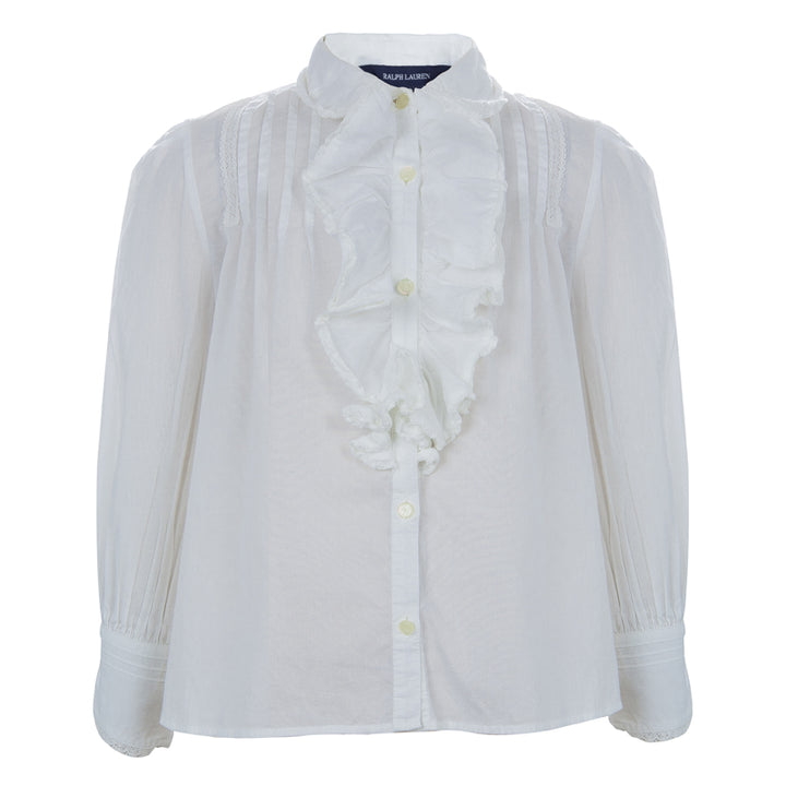 POLO RALPH LAUREN Girls' Ruffled White Shirt Button Down 6 years ladies
