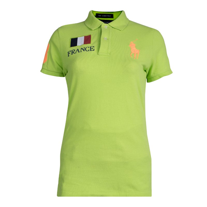 Ralph Lauren Green Flag Polo Marathon French Flag T shirt Women Size XS ladies