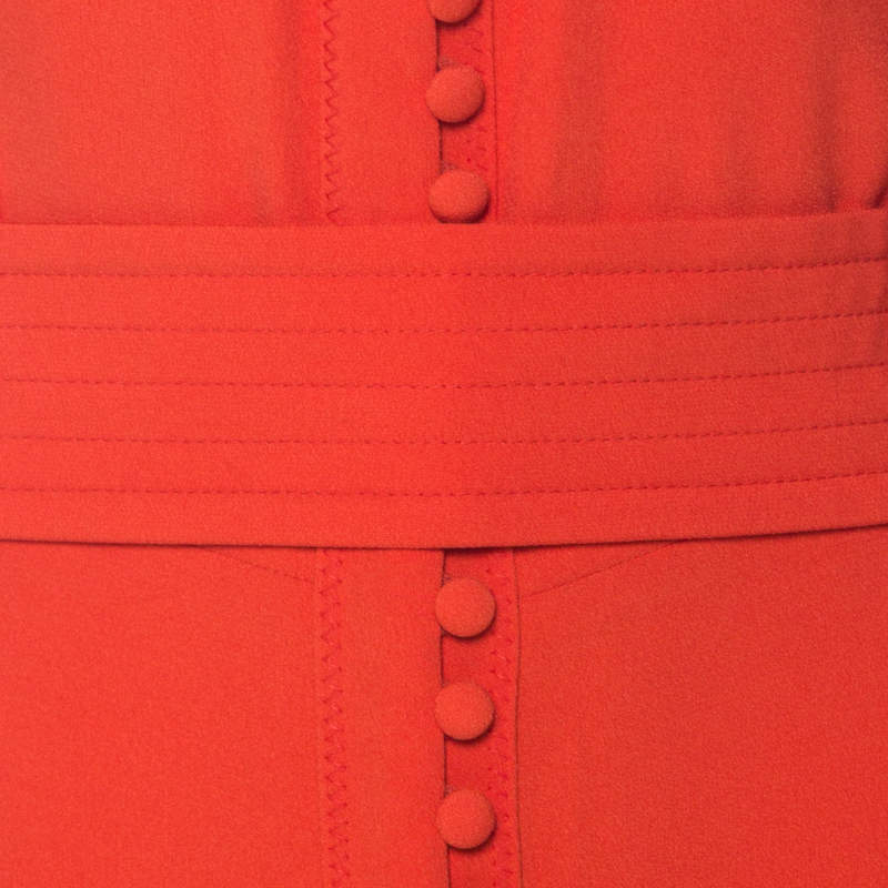GORGEOUS Sonia Rykiel Orange Crepe Button Front Power Shoulder Belted Dress F 40 ladies