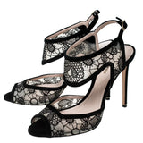 Nicholas Kirkwood Black Lace And Suede Leda Ankle Strap Sandals Size 36 UK 3 US6 ladies