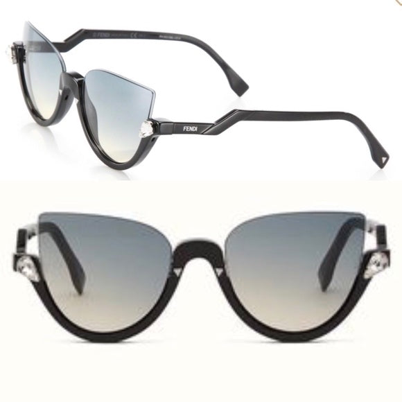 Fendi crystal blink half rim sunglasses Ladies