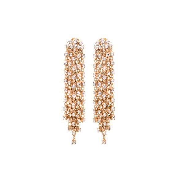 Oscar de la Renta Crystal Cascade Waterfall Clip-On Earrings ladies