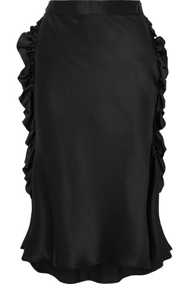 MAGGIE MARILYN LEADING LADY RUFFLED SILK-SATIN MIDI SKIRT Size UK 10 ladies