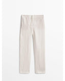 MASSIMO DUTTI WHITE STRAIGHT LEG PANTS TROUSERS SIZE EU 38 US 6 UK 10