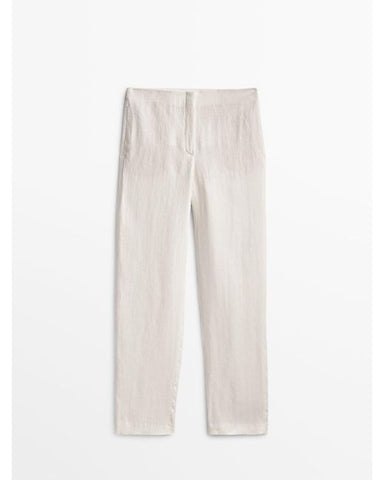 MASSIMO DUTTI WHITE STRAIGHT LEG PANTS TROUSERS SIZE EU 38 US 6 UK 10