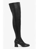MONKI Over the Knee Black Thigh-high Faux Leather Boots Size 39 UK 6 US 9 ladies