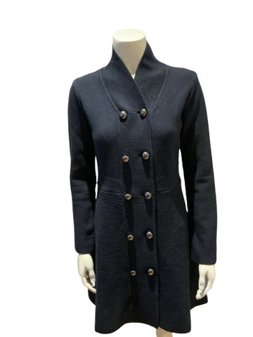 Emporio Armani Navy Double Breasted Long Knitted Cardigan Coat Size I 42 ladies