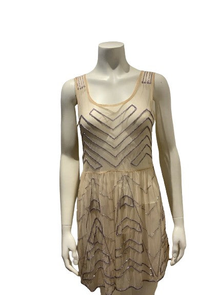 FREE PEOPLE sheer embellished beaded slip dress Size S small ladies Afashionistastore FREE PEOPLE sheer embellished beaded slip dress Size S small ladies Afashionistastore