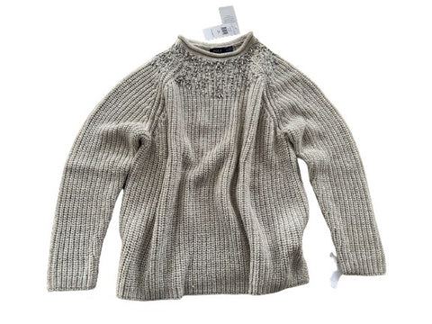 Ralph Lauren POLO Beaded Metallic Rollneck Wool Knit Sweater Jumper Size S/P ladies