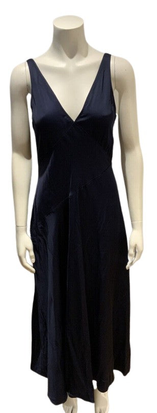 RALPH LAUREN Polo STRAPLESS NAVY SLIP SATIN DRESS US 4 UK 8 S small ladies