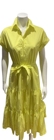 Lauren Ralph Lauren Vilma Sleeveless Tiered Shirt Yellow Dress US 2 UK 6 Xs ladies
