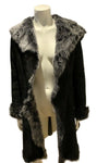 Hooded Suede Shearling Lambs Leather Coat Size XS ladies