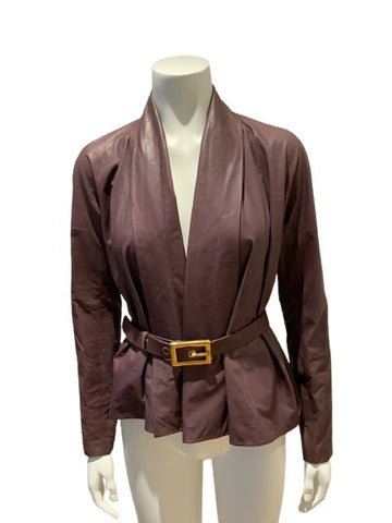 GUCCI Burgundy Leather Jacket & Matching Belt I 40 UK 8 US 4 ladies
