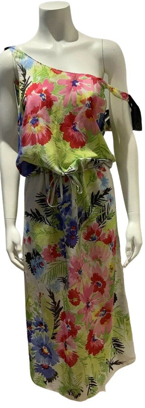 Han Ahn Soon Japan Silk Multicolor Floral Summer DRESS One size fits all ladies