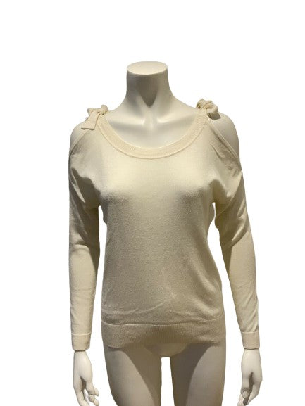 MASSIMO DUTTI WHITE BOW KNITTED SWEATER JUMPER SIZE XS EXTRA SMALL LADIES