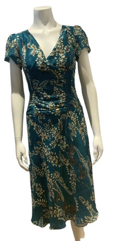 Ermanno Scervino Green Silk Floral Dress Size I 42 UK 10 US 6 S small ladies