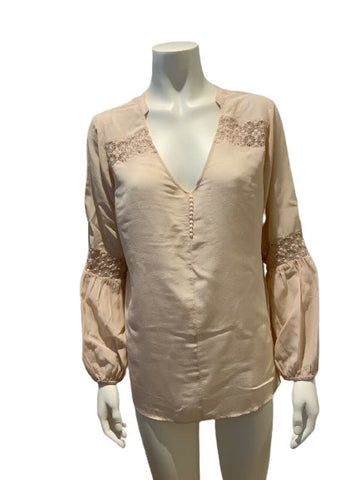ONLY at Trilogy Embroidery insert Women's Silk Tunic Blouse Size M medium ladies