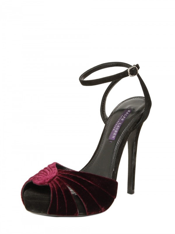 Ralph Lauren Collection JENAE Velvet Peep toe Sandal Size US 8.5 UK 5.5 EU 38.5 ladies